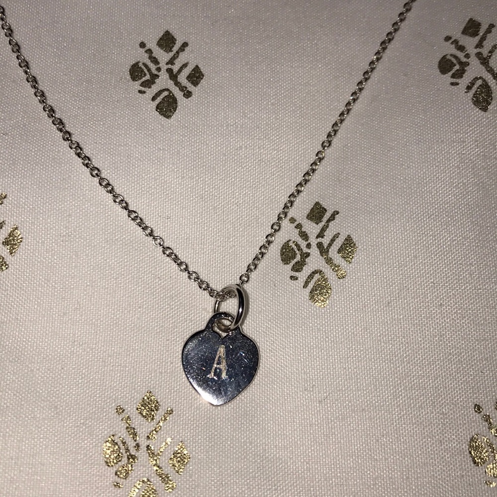 Dainty A initial heart necklace